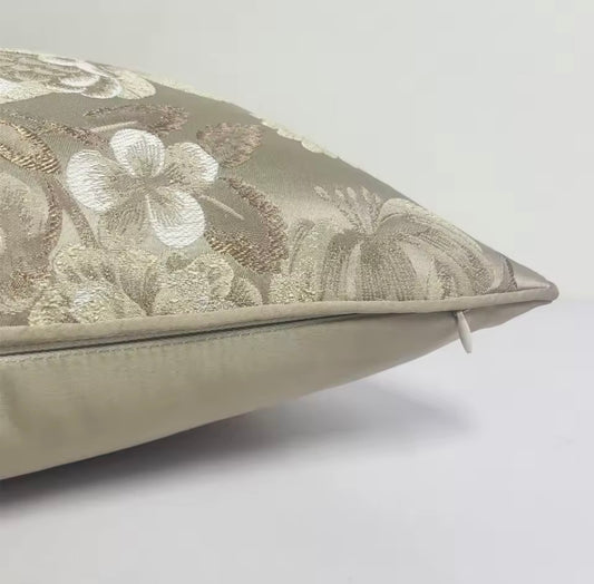 Woven Floral Pillow Cover