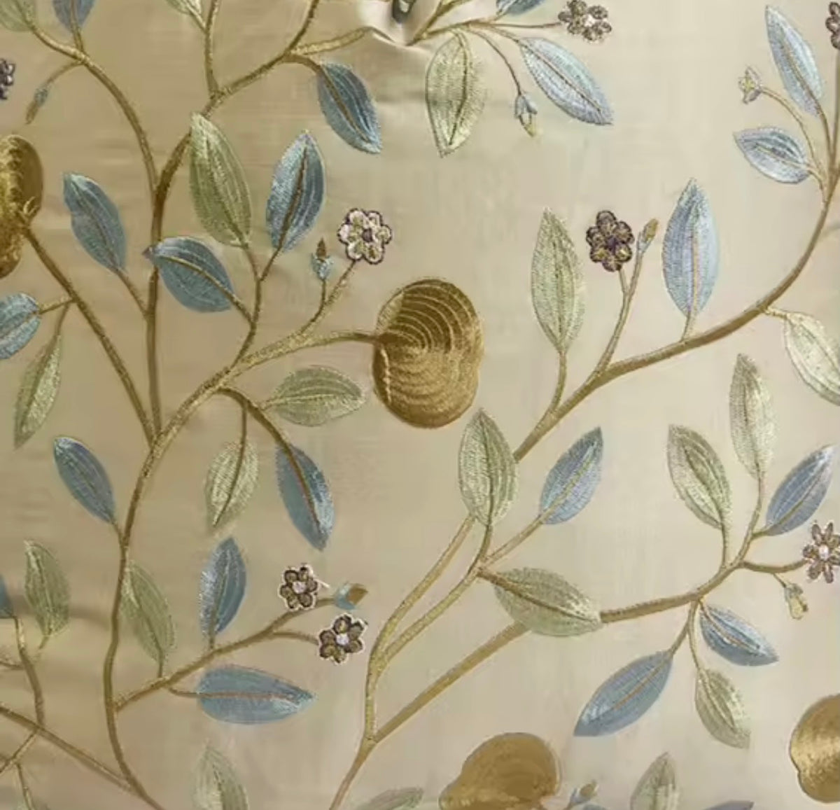 Embroidered Leaf Pillow Cover