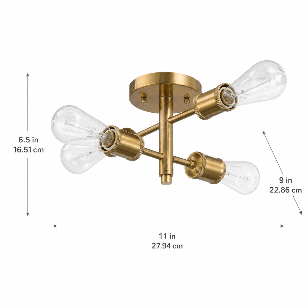 Antique brass ceiling light dimensions: 11 x 9 x 6.5 in; 27.94 x 22.86 x 16.51 cm